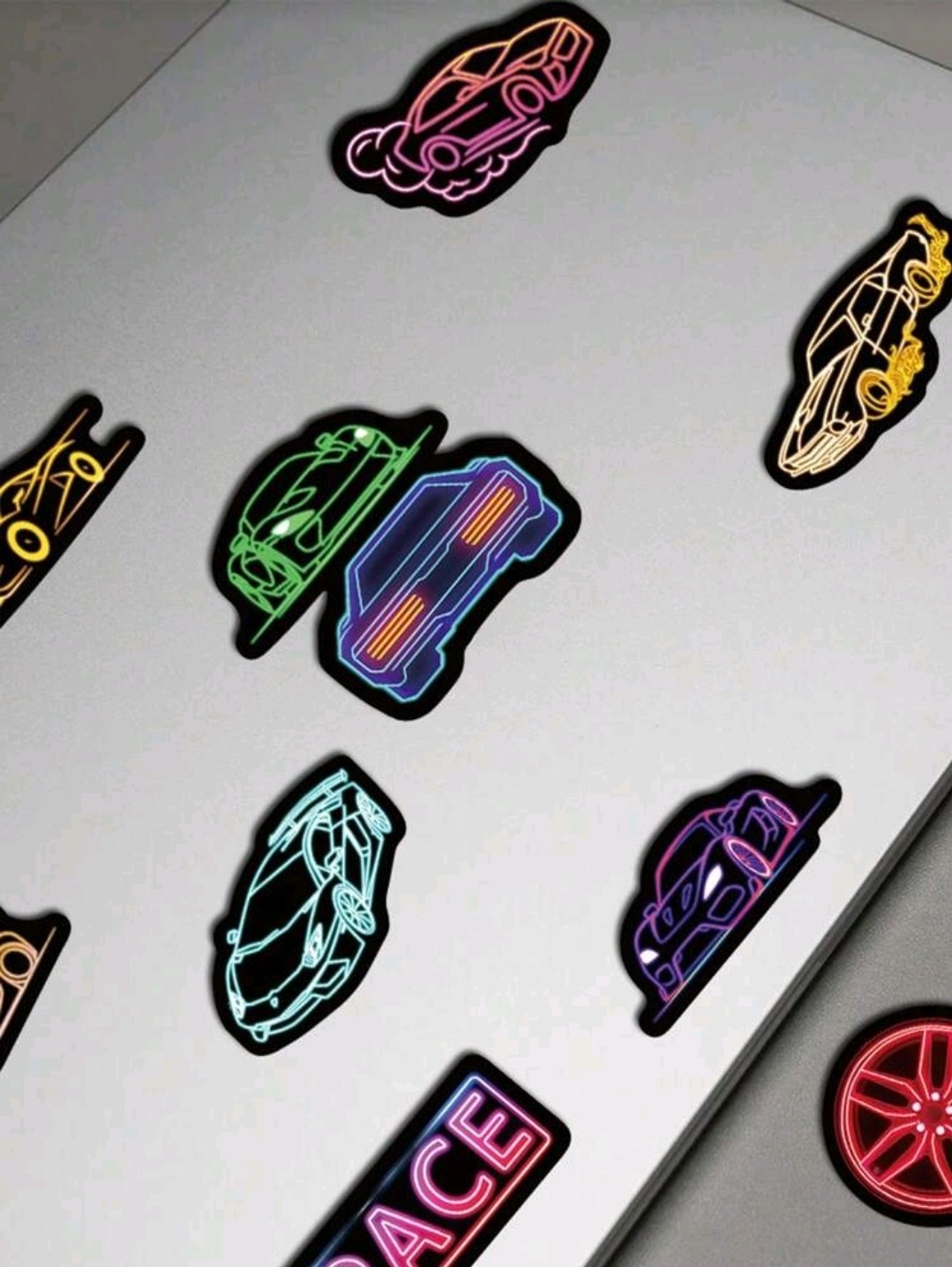 24Pcs Neon Racing Car Graffiti Stickers