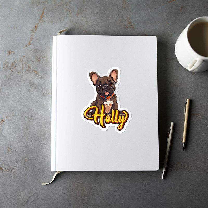 French Bulldog Holly Dog Name Vinyl Decal Waterproof Car Bumper Sticker