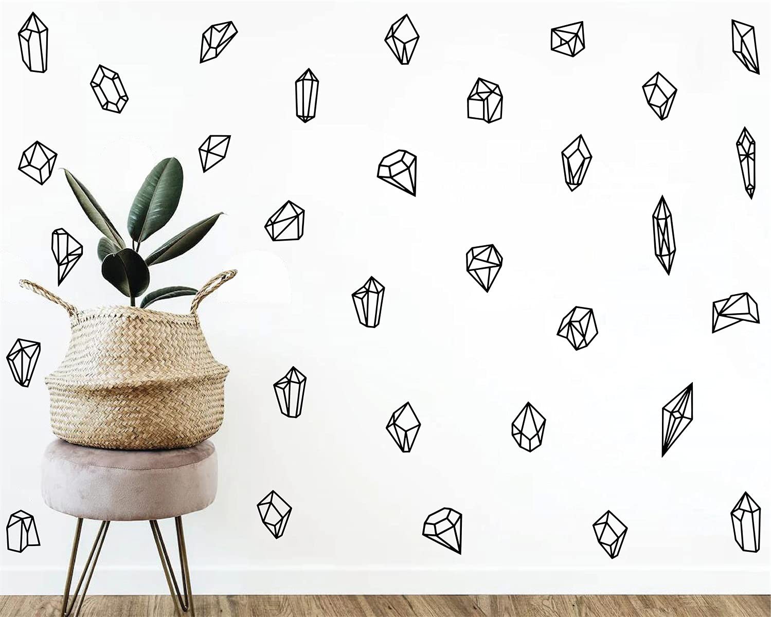 50 pcs Geometric Shapes & Gems Wall Stickers Home Decor Vinyl Decals for Room…