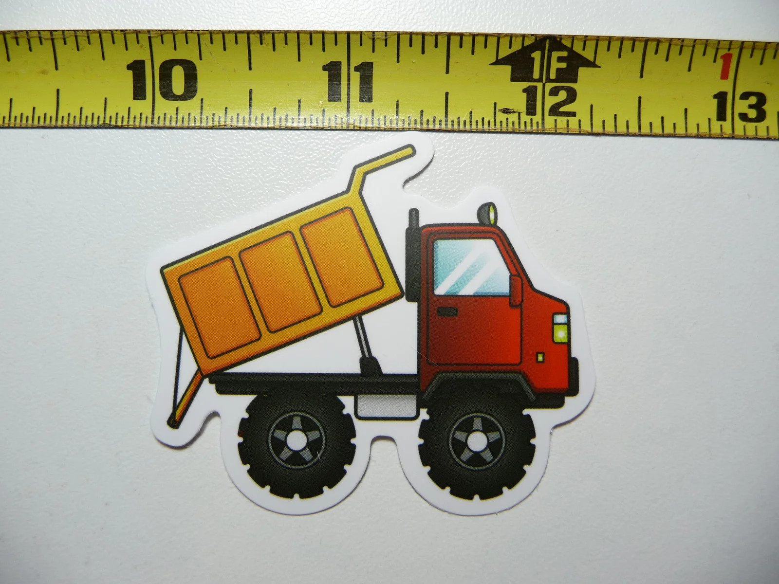 CARTOON RIGHT DUMP TRUCK DROPPING LOAD SMALL STICKER DECAL FUNNY CONSTRUCTION