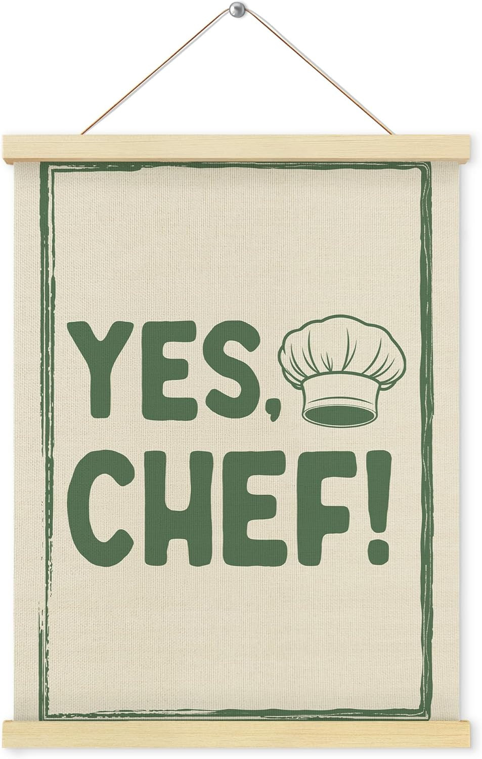 Shrago Yes Chef Wall Art, Vintage Green Chef Cooks Quote Poster Hanger Frame …