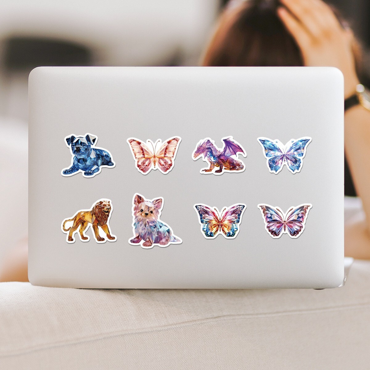 50pcs Waterproof Vinyl Stickers Cartoon 3D Crystal Animals Luggage Phone Laptop