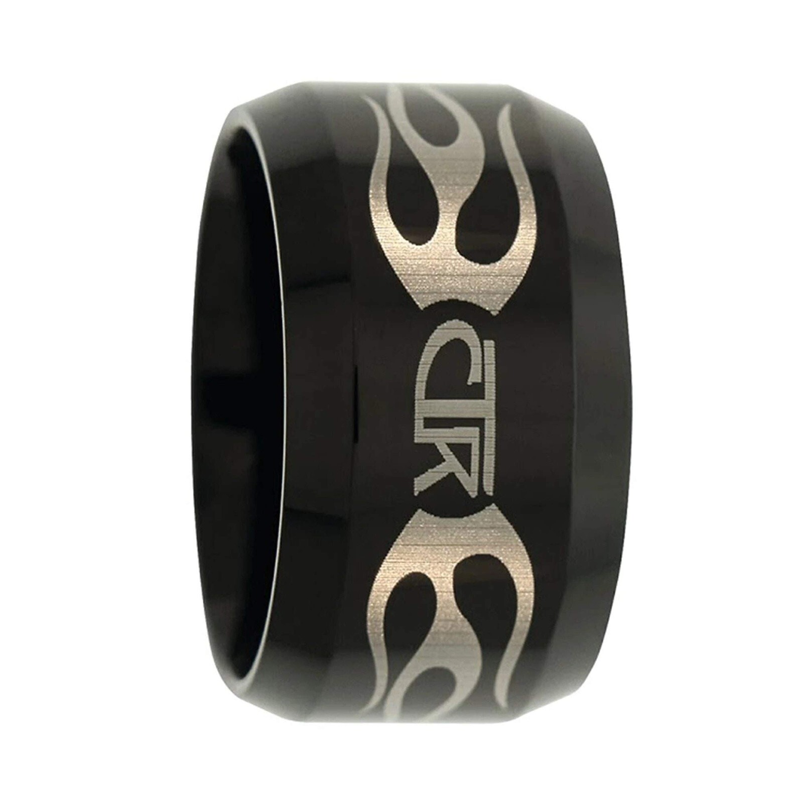 J129 Size 13 IGNITOR Flames Black Titanium Ion Carbide Ring Mormon One Moment In