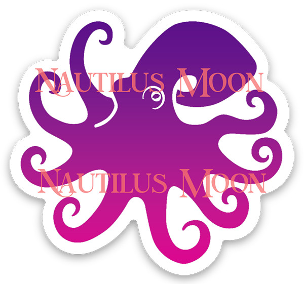 Cute octopus cephalopod sticker, pink, purple! Die-Cut 2" tall. Free Ship
