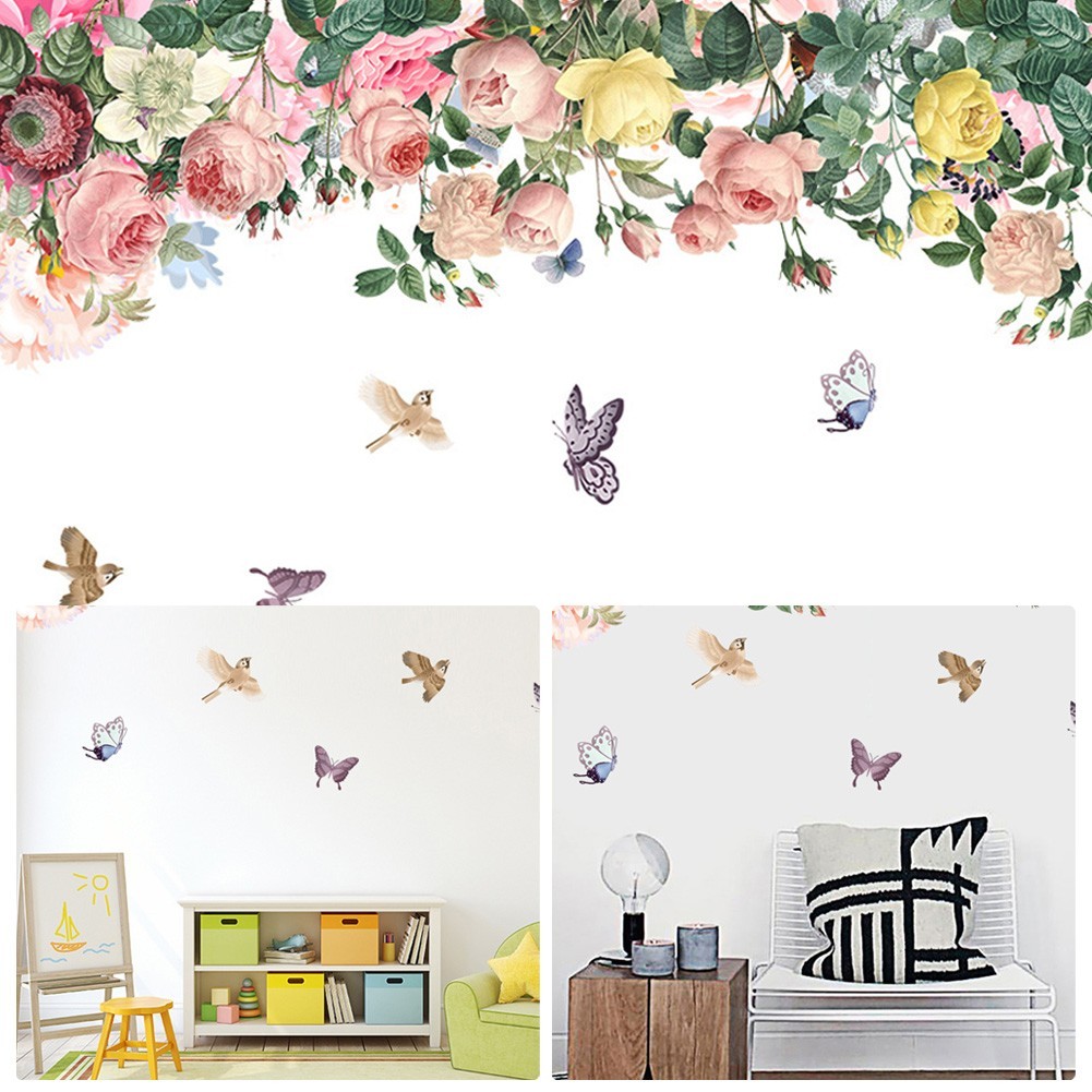 1 Pcs Flower Cartoon Wall Art Stickers Removable Vinyl Decal Home Decoration