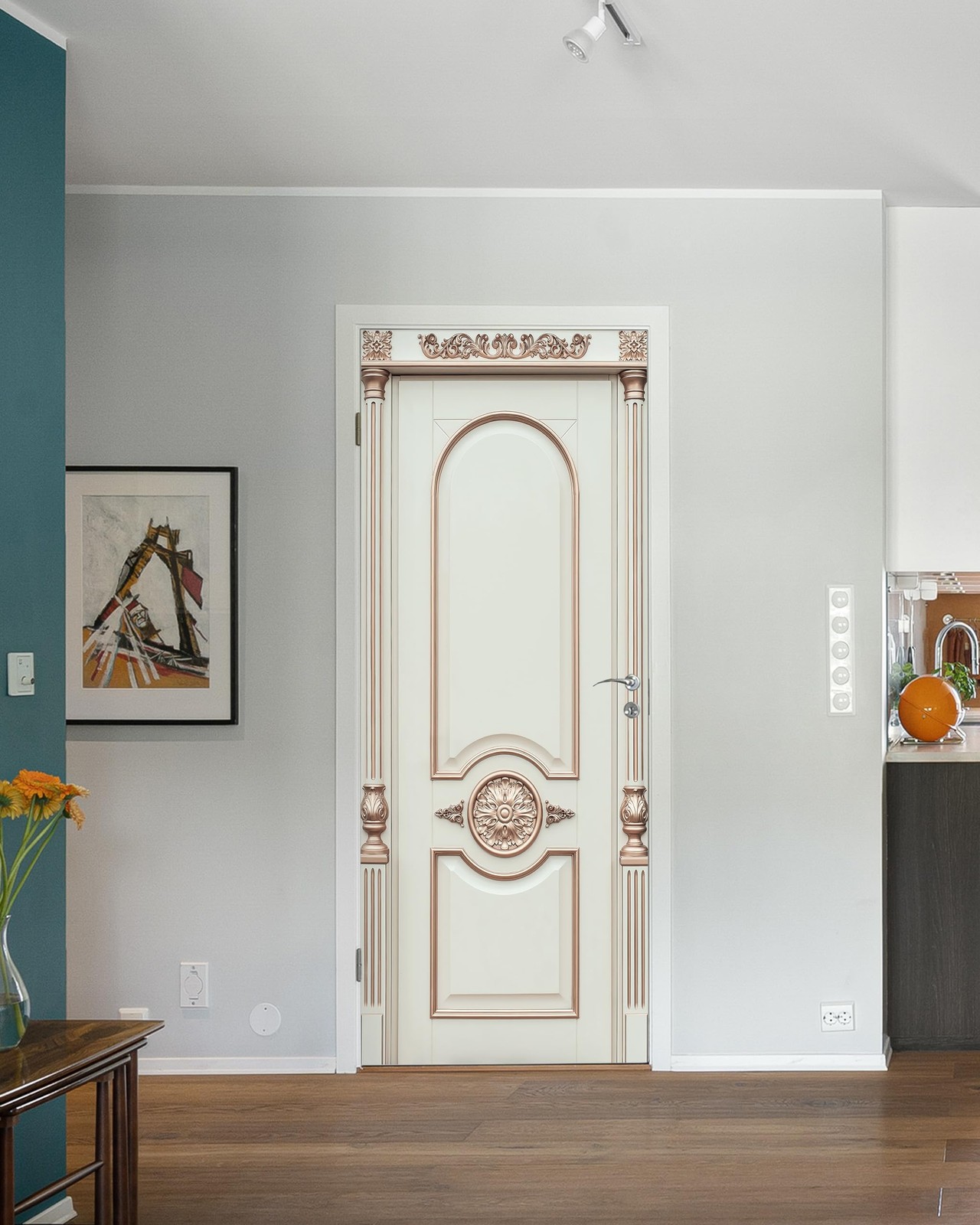 FLFK Door Wallpaper Sticker – Beige Vintage Door,Peel and 30" x 80", Mt5423