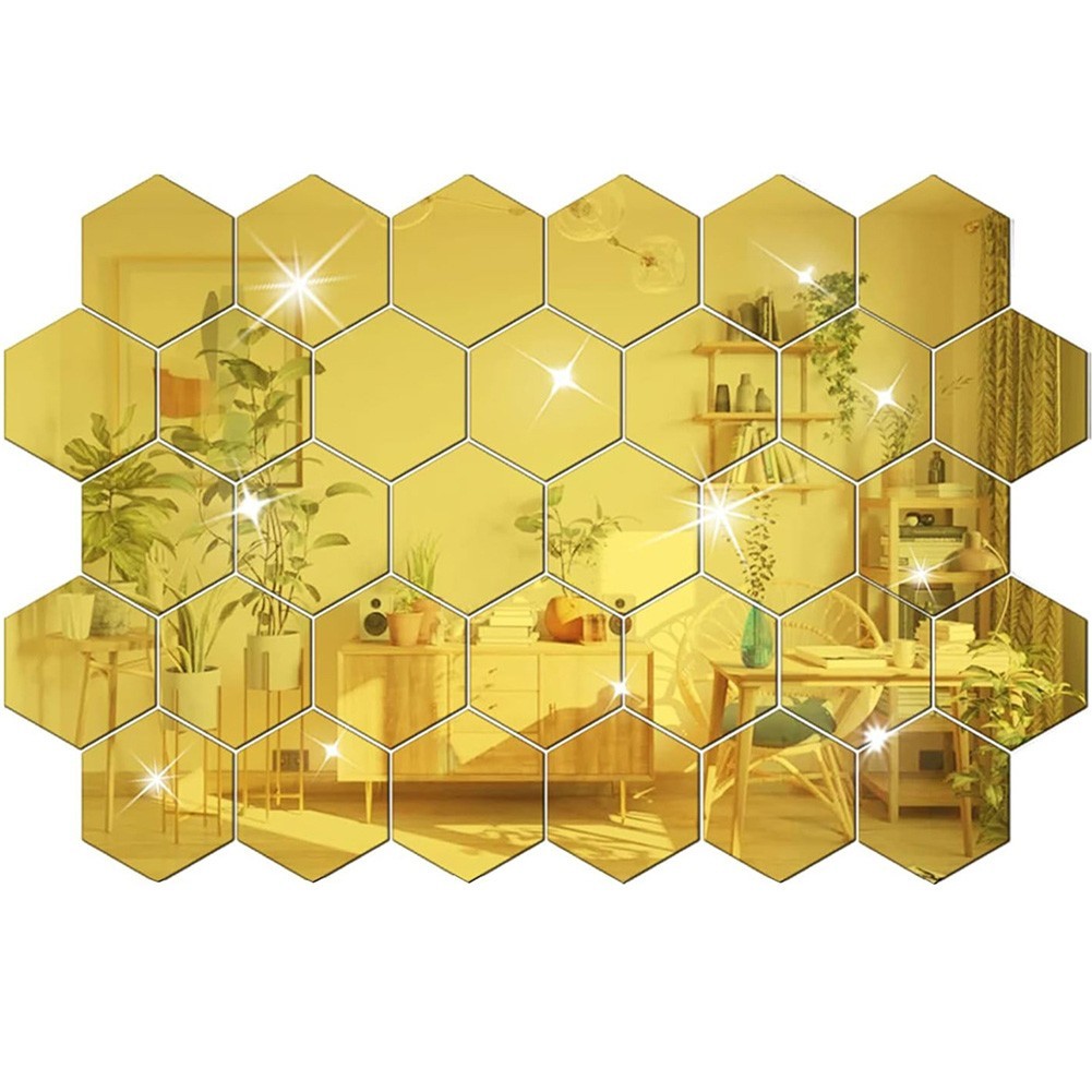 Hexagonal Mirror Removable Decals Lightweight Acrylic Shatterproof Acrylic