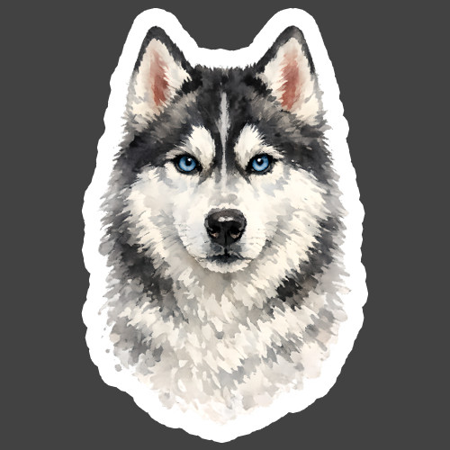 Husky Sticker Vinyl Decal Blue Eyed Watercolor Dog Lover Pet Gift