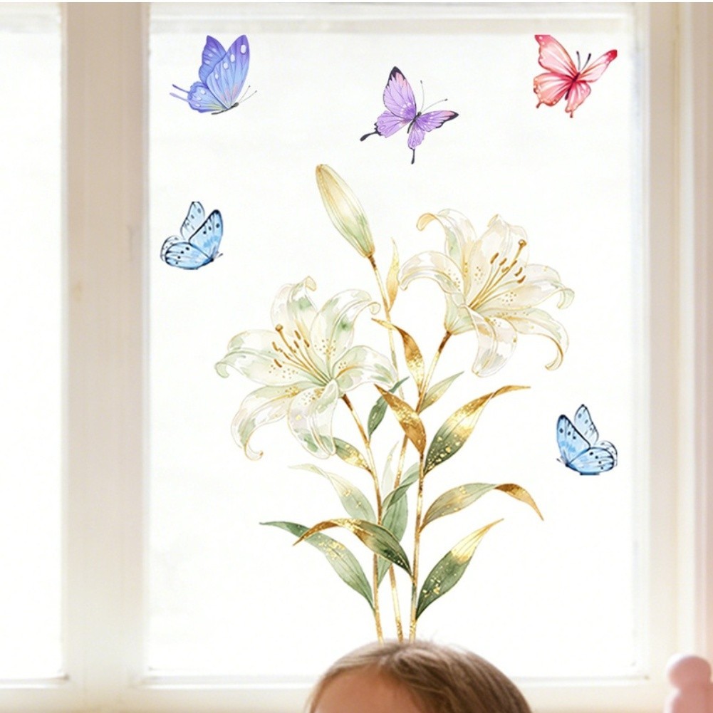 Floral Window Clings Fade-resistant PVC Vinyl High-clarity Floral Patterns