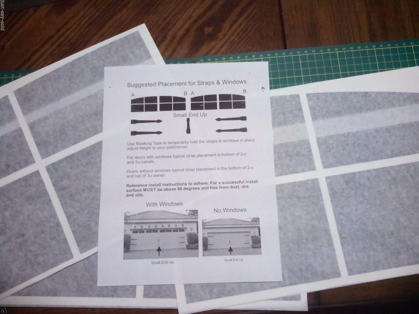 Garage Door Vinyl Decals: Craftsman Style faux Windows 14.5" x 8"