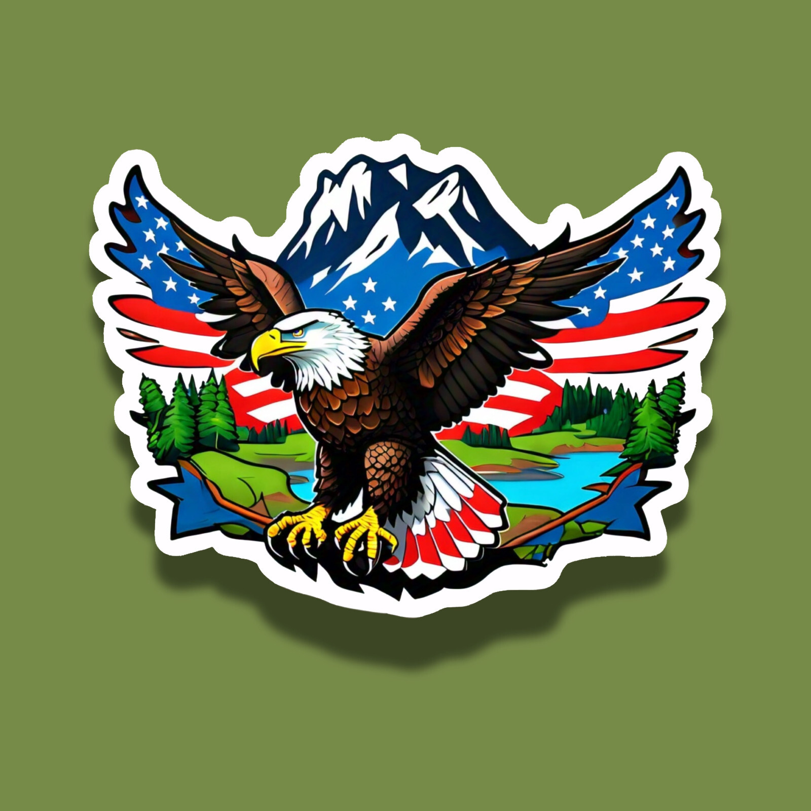Patriotic American Eagle Scene USA United States 3" Vinyl Sticker