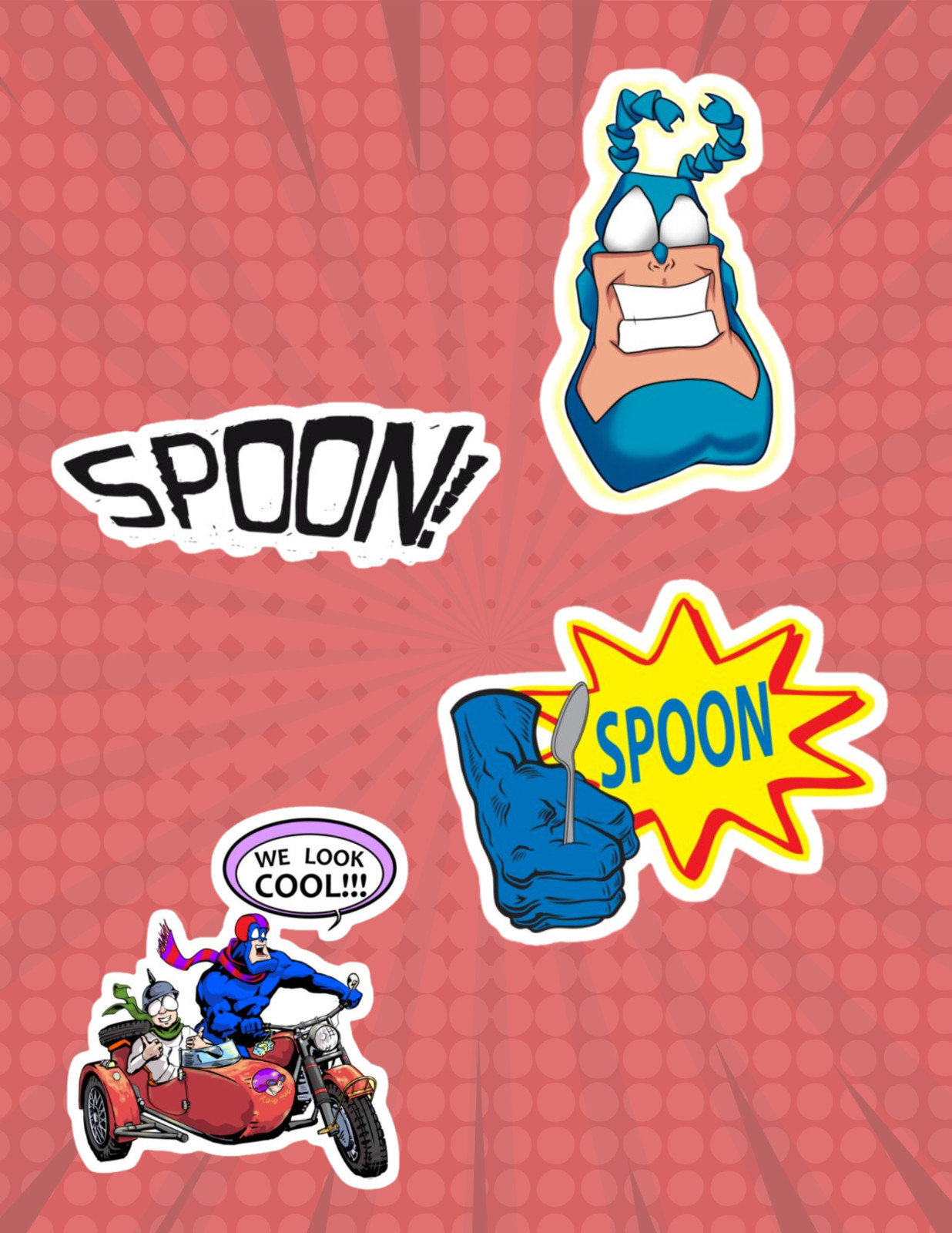 The Tick 90's Cartoon 4pc Sticker Pack