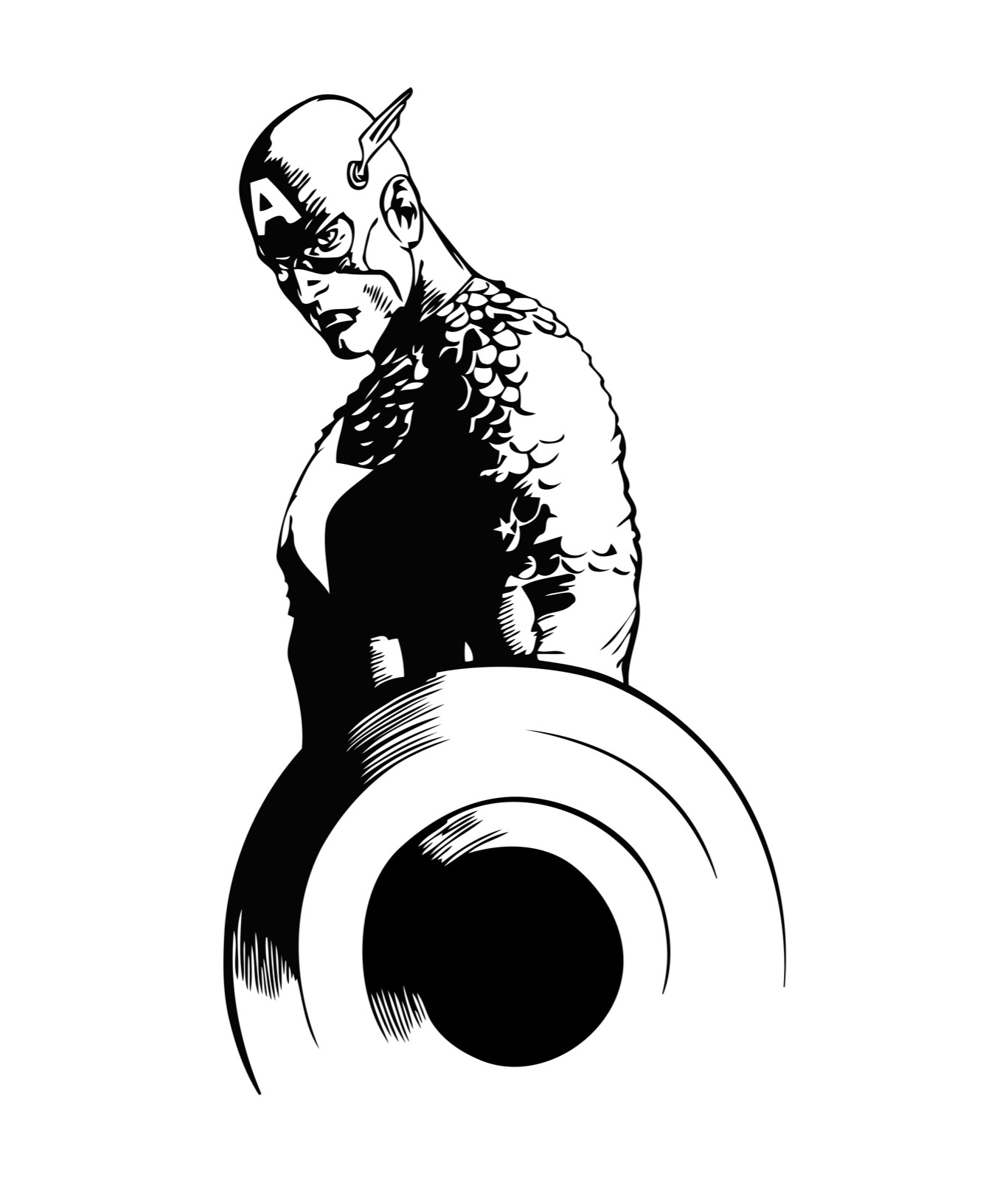 Captain America Wall Decal Die Cut Oracal 631 Removable Vinyl Matte Black