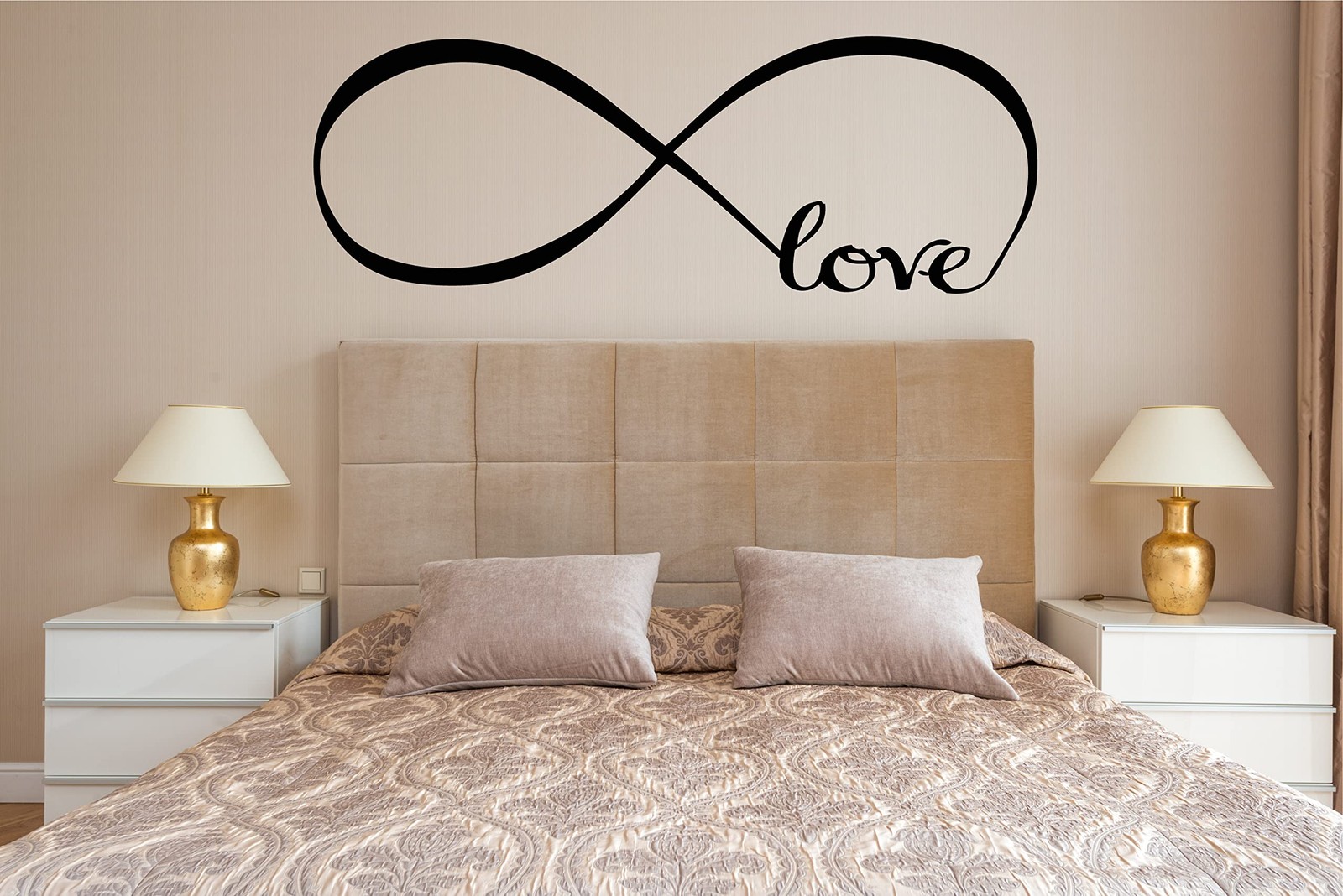 Wall Stickers Bedroom Decor Infinity Symbol Word Love Vinyl 7" X 22", Black