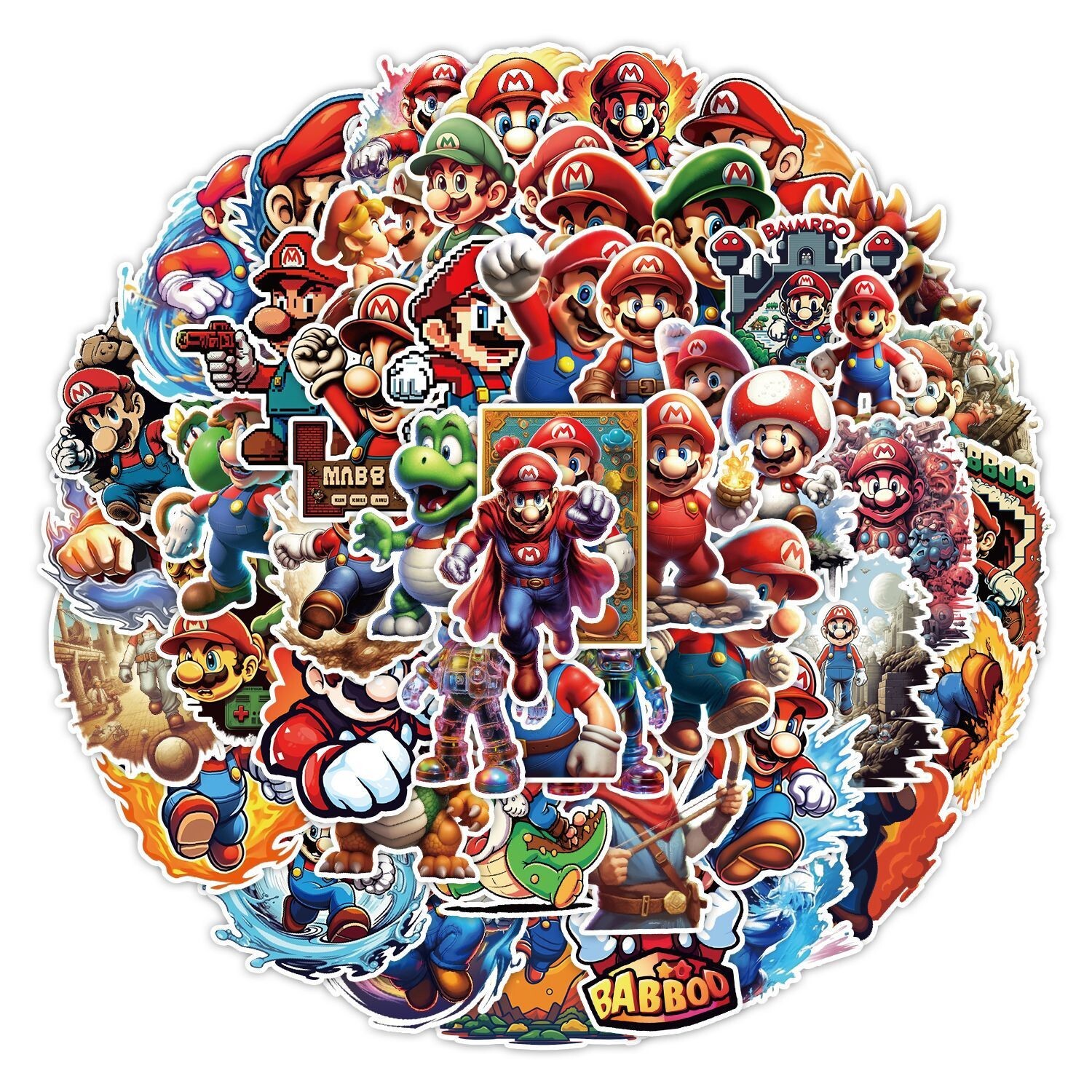 50 Pcs Stickers Nintendo Super Mario Skateboard Luggage Phone Laptop Car Vinyl