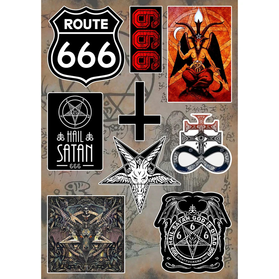 Occult Symbols Sticker Pack Satanic Leviathan Cross Baphomet Pentagrams 666