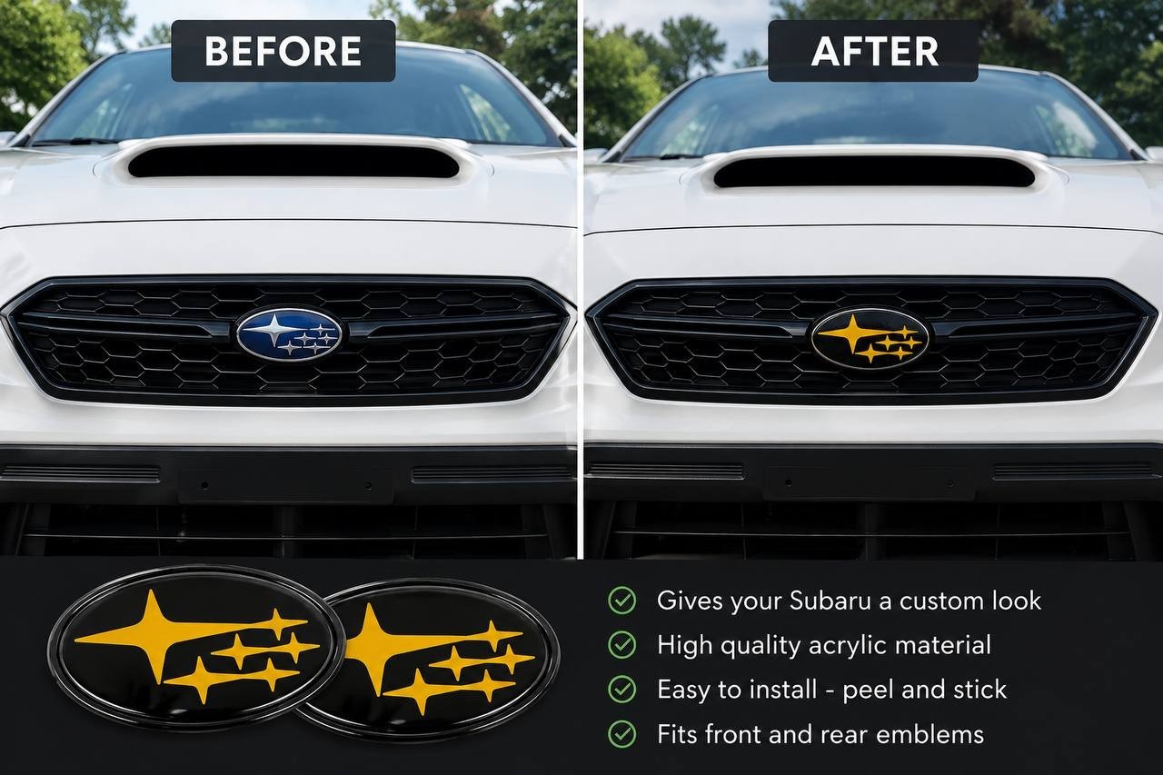 2PCS Acrylic Car Front Rear Emblem Sticker Badge Cover 2015-2021 Subaru WRX STI