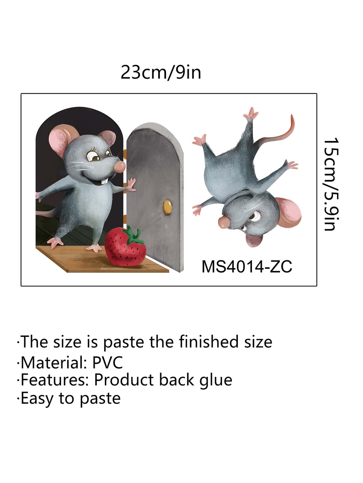 1pc 3D Cartoon Mouse Pattern Wall Sticker Mouse Hole Wall Sticker Cartoon