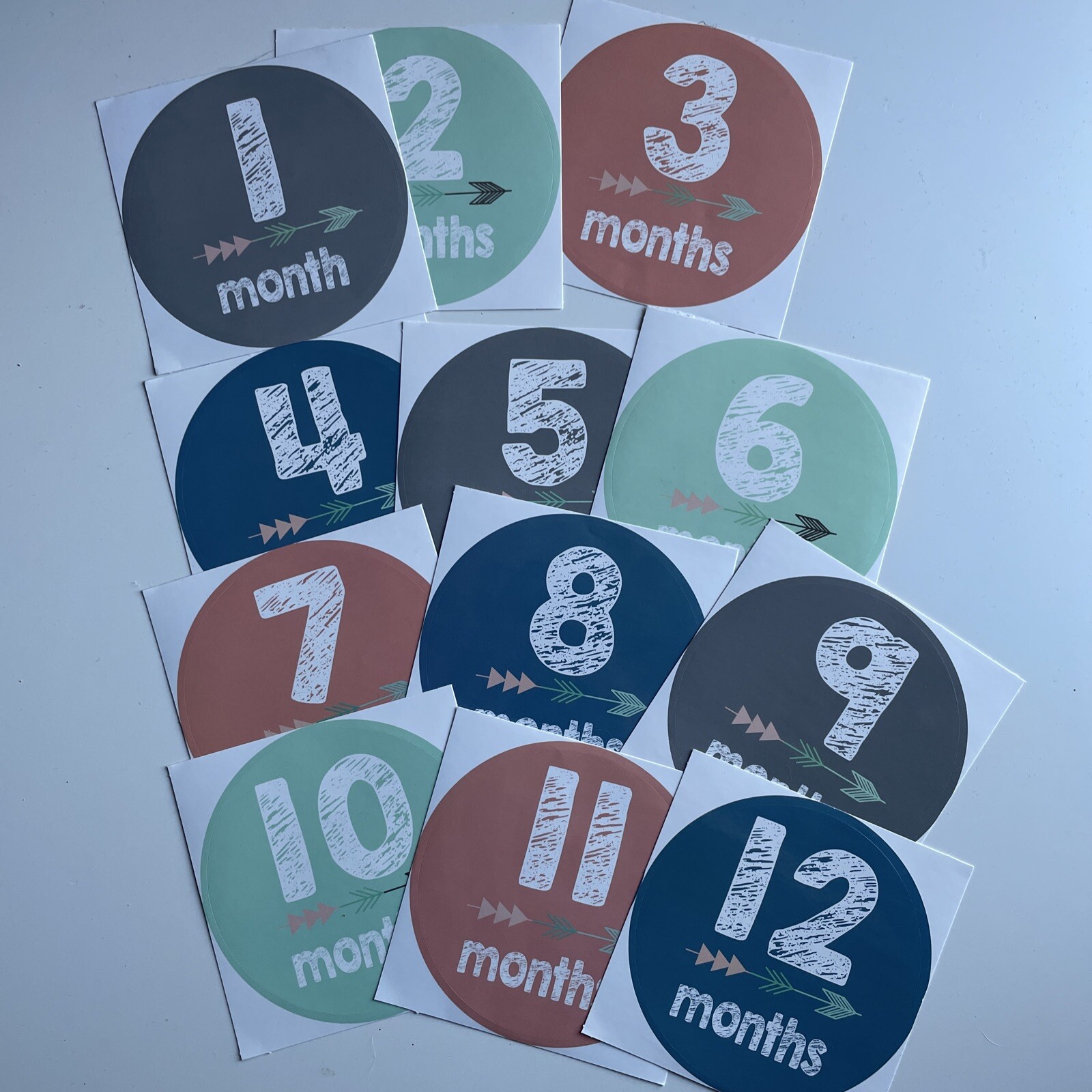 Monthly Baby Milestone Decal Stickers Set of 12 Gender Neutral Brand New