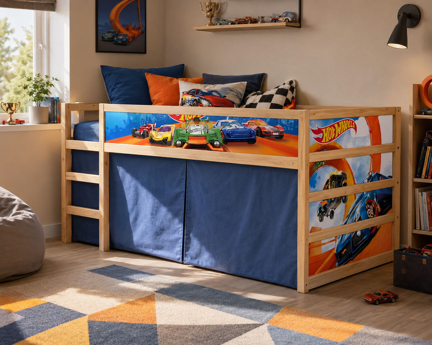 Racing Cars IKEA KURA Bed Decals – Kids Vinyl Stickers for Bunk Bed – Boys Room