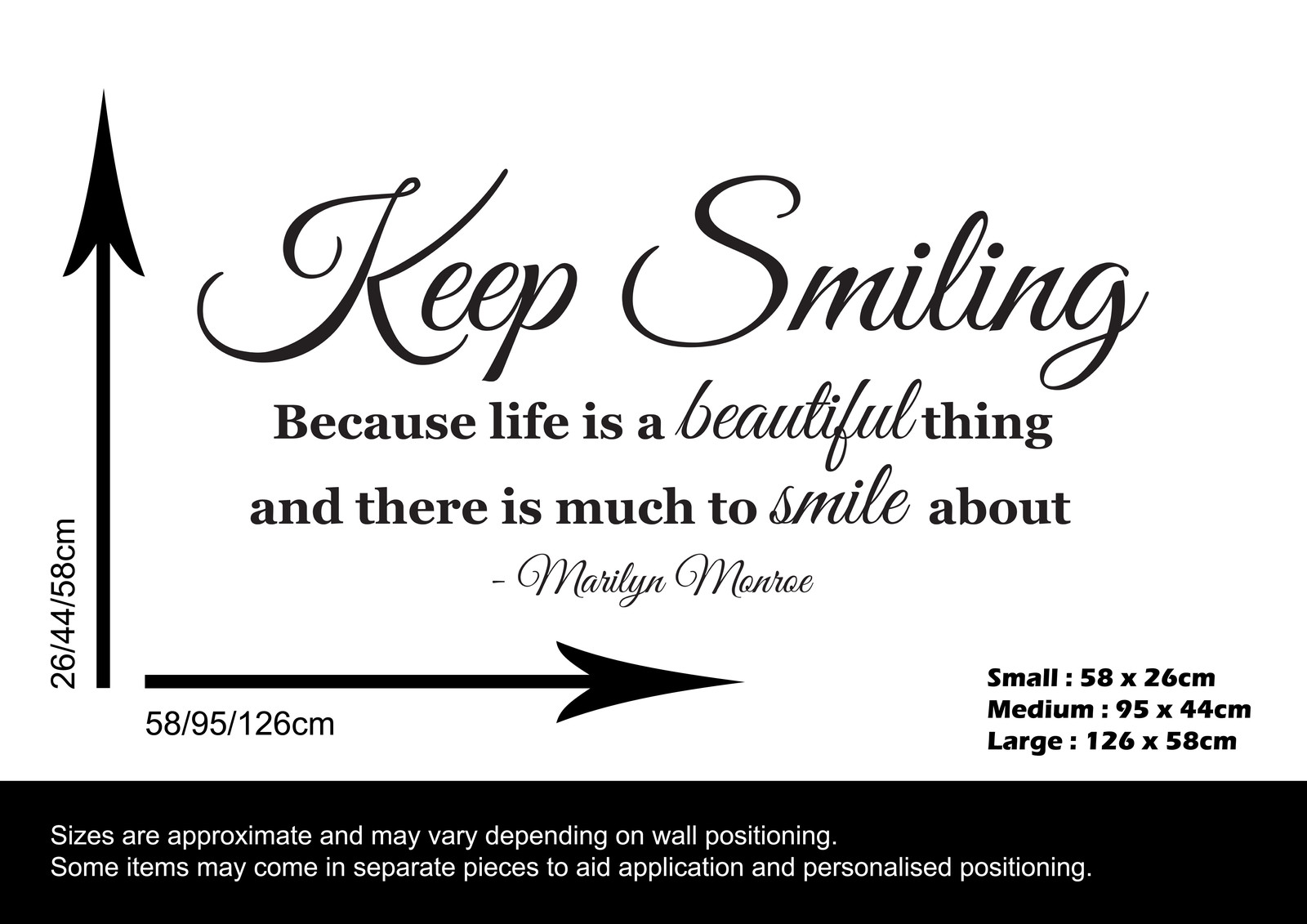 KEEP SMILING WALL STICKER MARILYN MONROE INSPIRATION CONTEMPORARY TRANSFER