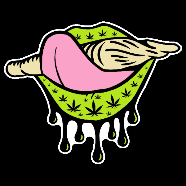 Green Weed Joint Sticker Weatherproof Vinyl Lips 420 Pot Cannabis Laptop UV Safe