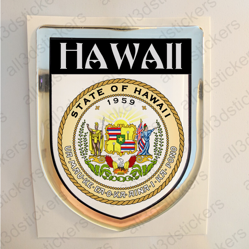 Hawaii USA Sticker Seal Resin Domed Flag United States Stickers 3D Shield