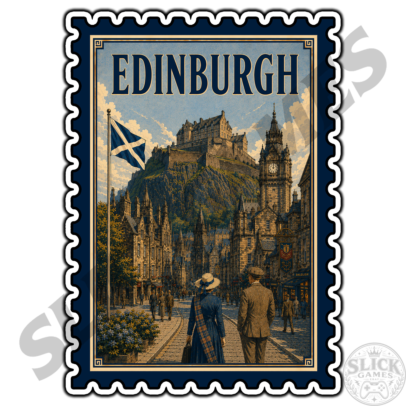 Edinburgh Scotland Travel Postage Stamp Sticker #1 Waterproof Vinyl Decal DieCut