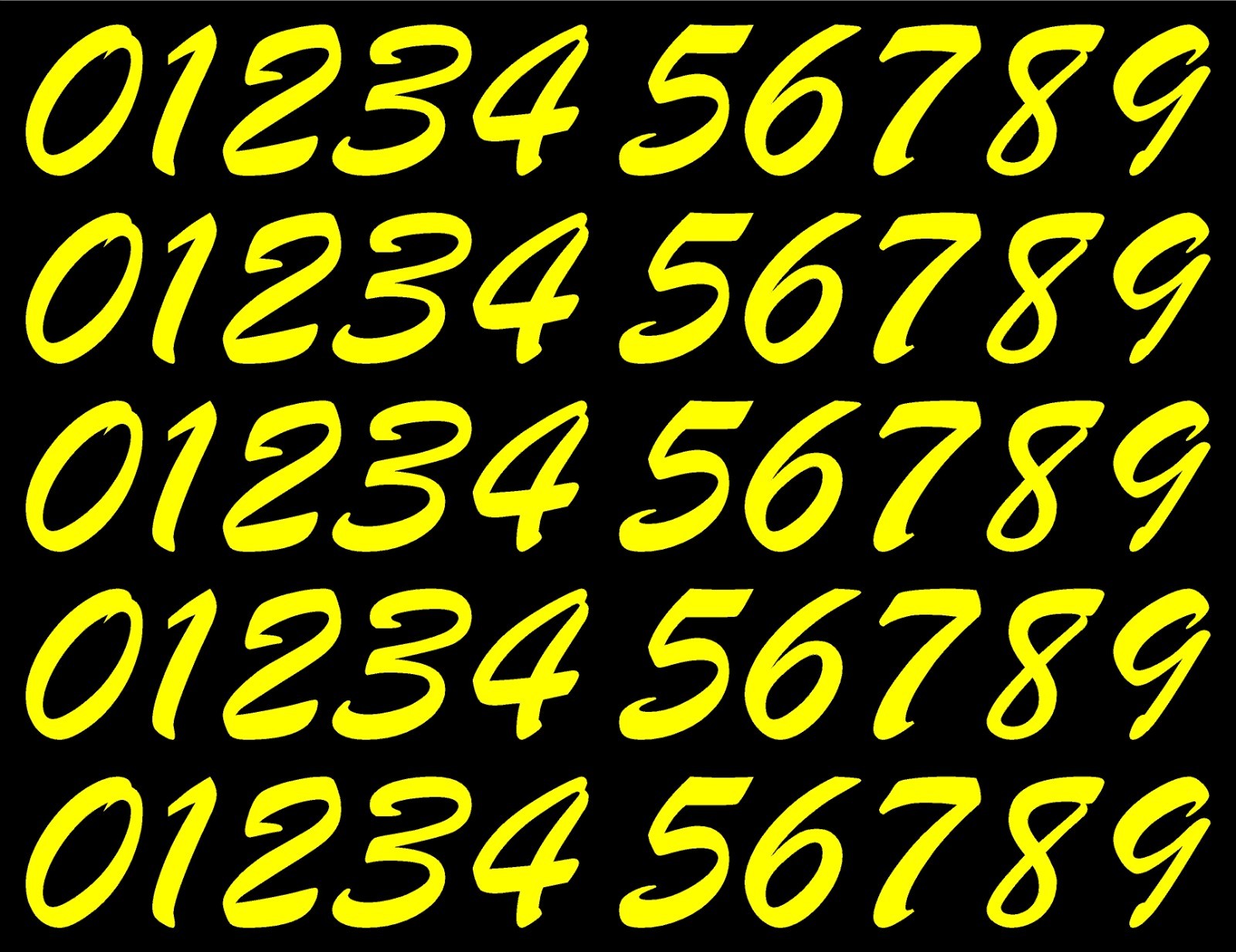0 1 2 3 Numbers Script Die Cut Vinyl Decals Waterproof Many Colors and Sizes