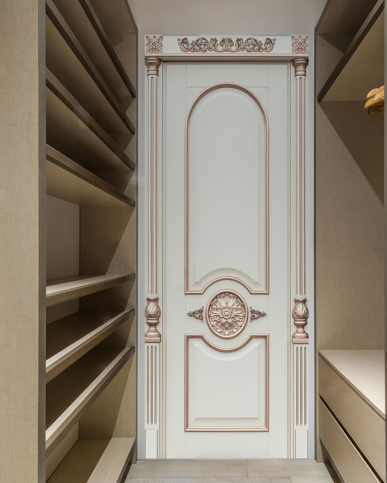 FLFK Door Wallpaper Sticker – Beige Vintage Door,Peel and 30" x 80", Mt5423