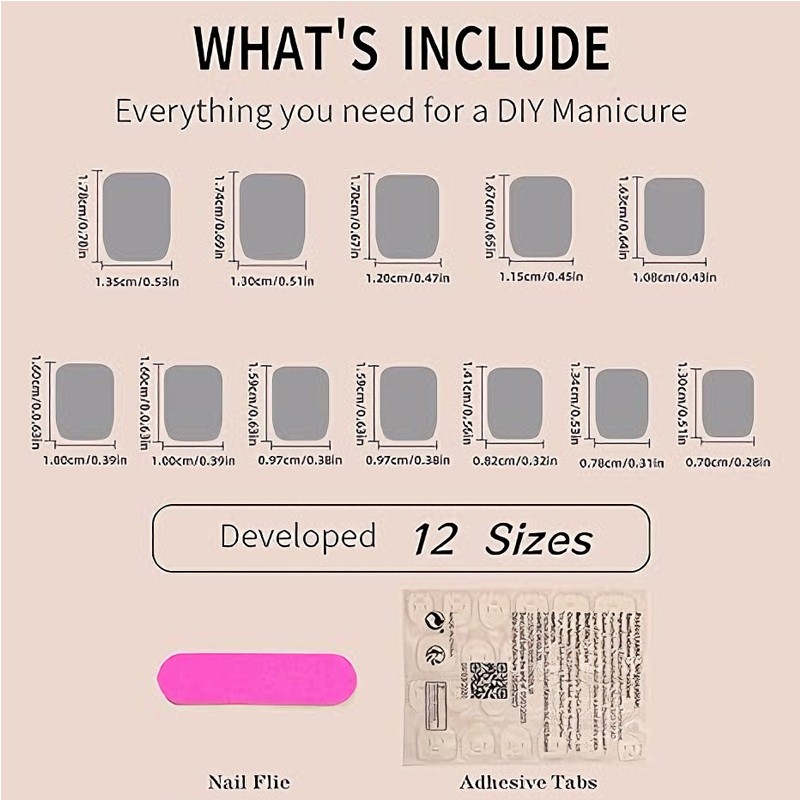 24 PCS Press On Nails Short Square Fake With Nail Glue French False Flower Desig