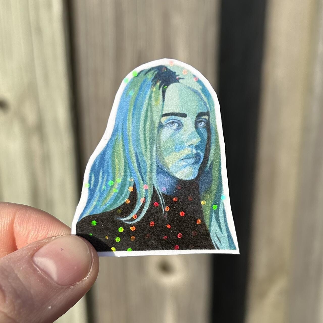 Billie Eilish Sticker Speckled Glitter