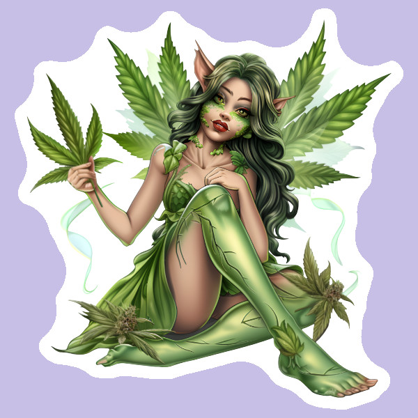Weed Fairy Weatherproof Vinyl Sticker Stoner Gift Fairy Tale Marijuana 420