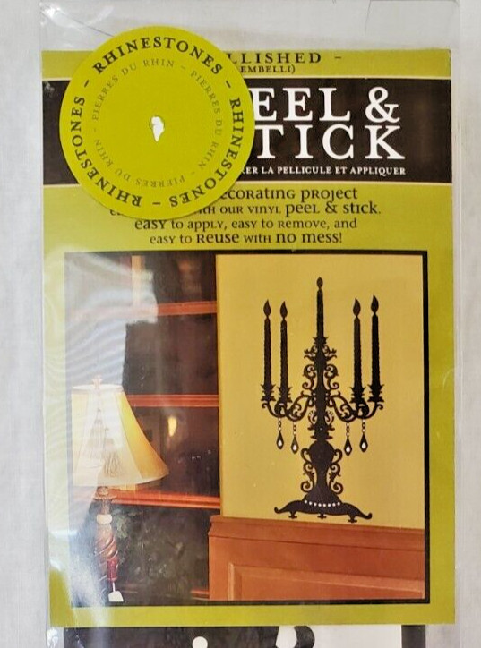 'Once Apon A Candelabra' Wall Peel & Stick 23.62" X 12.6"Decorative Rhinestones