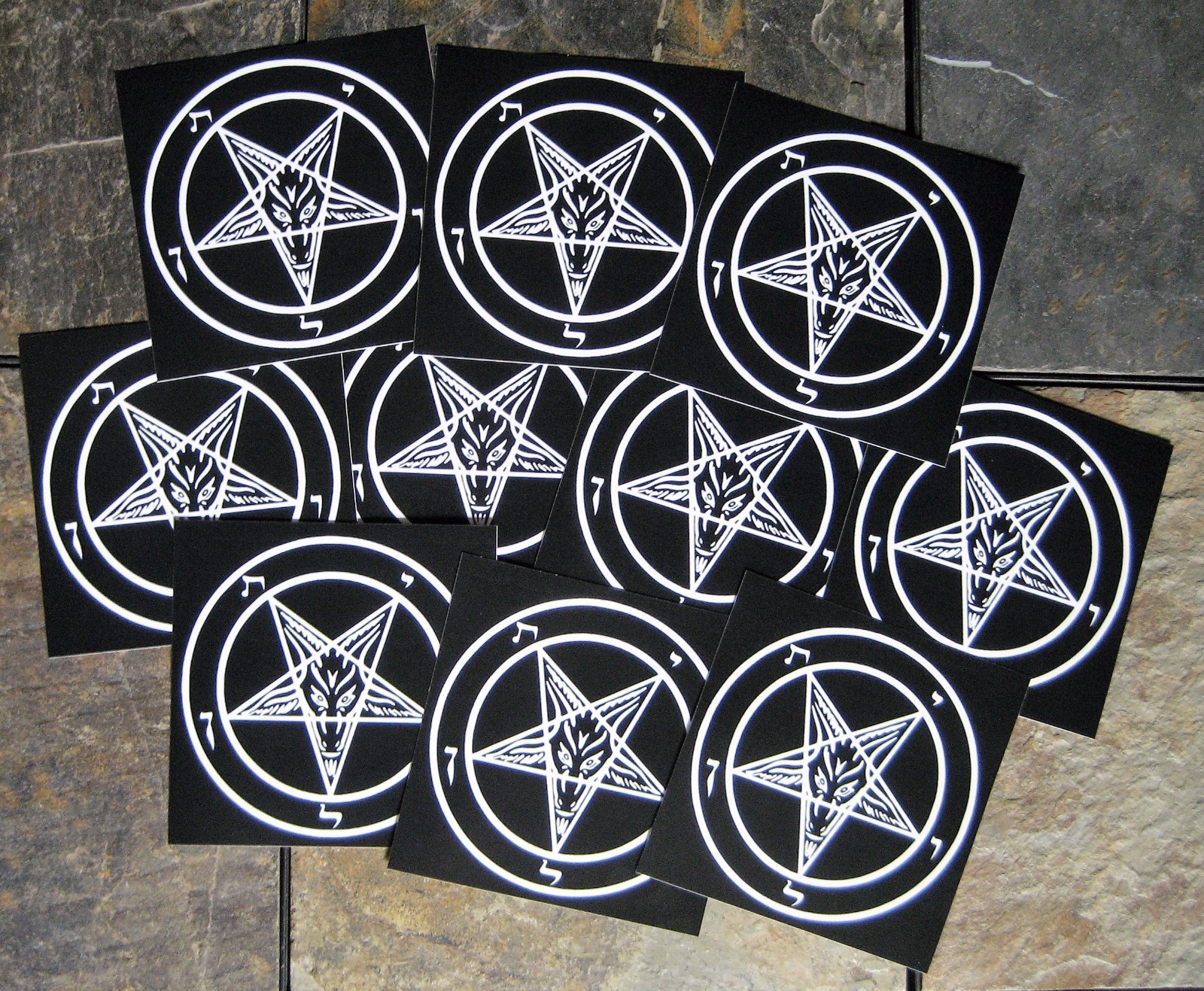 Lot of 10 4×4" Pentagram Sticker Decal Bumper Occult Baphomet Satanic Leviathan