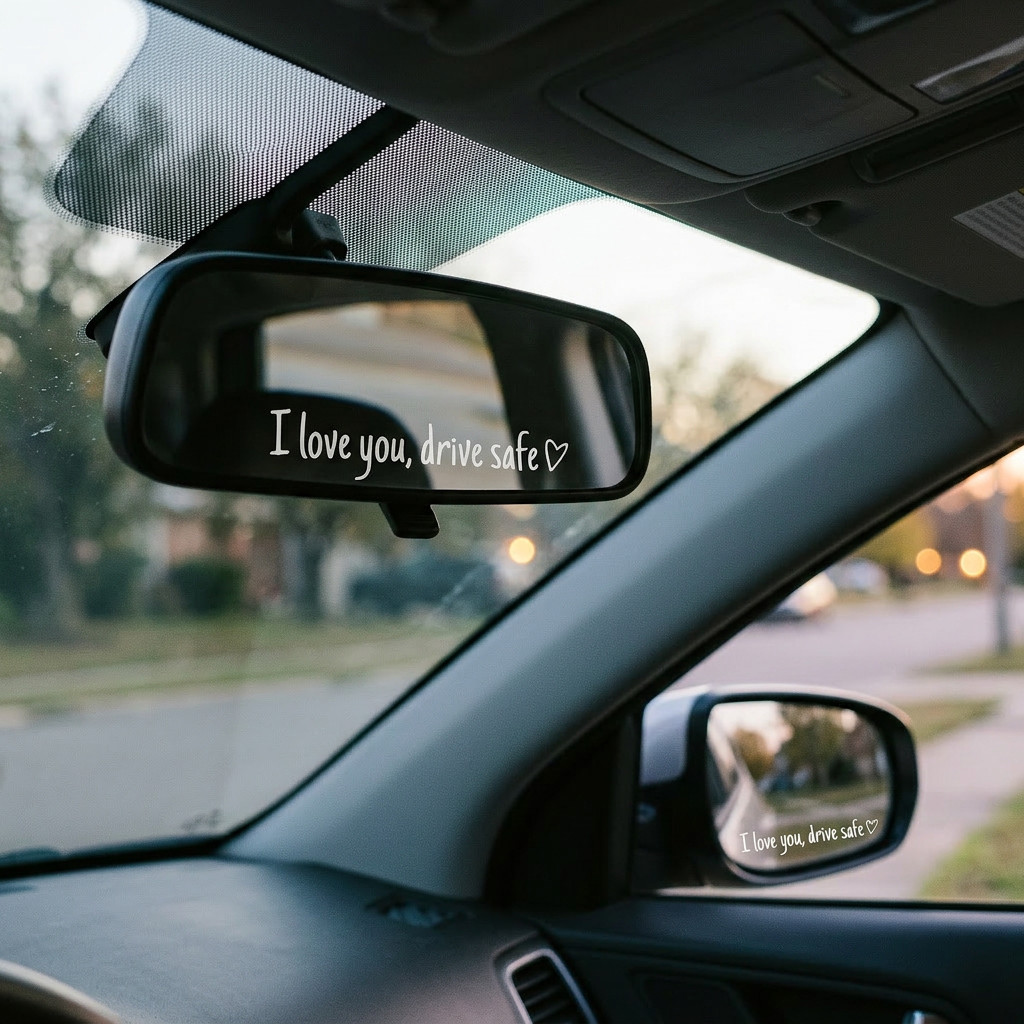 Car Window & Mirror Vinyl Decal Sticker – Drive Safe I Love You, 3 Per Set