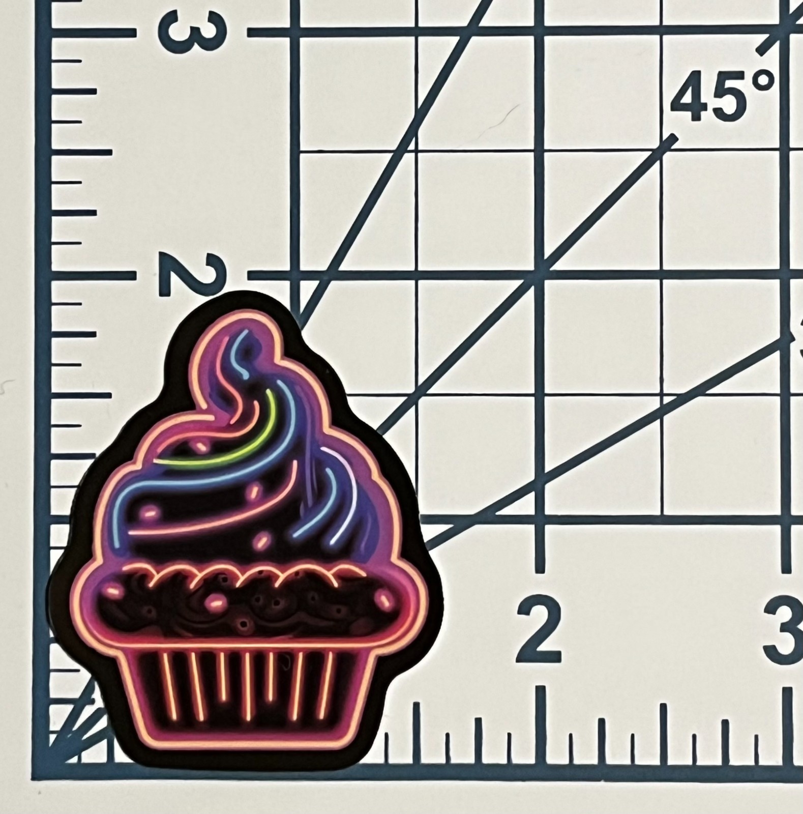 Neon Cupcake Vinyl Sticker Sweet Dessert Pink Retro Glow Decal Laptop Food Art
