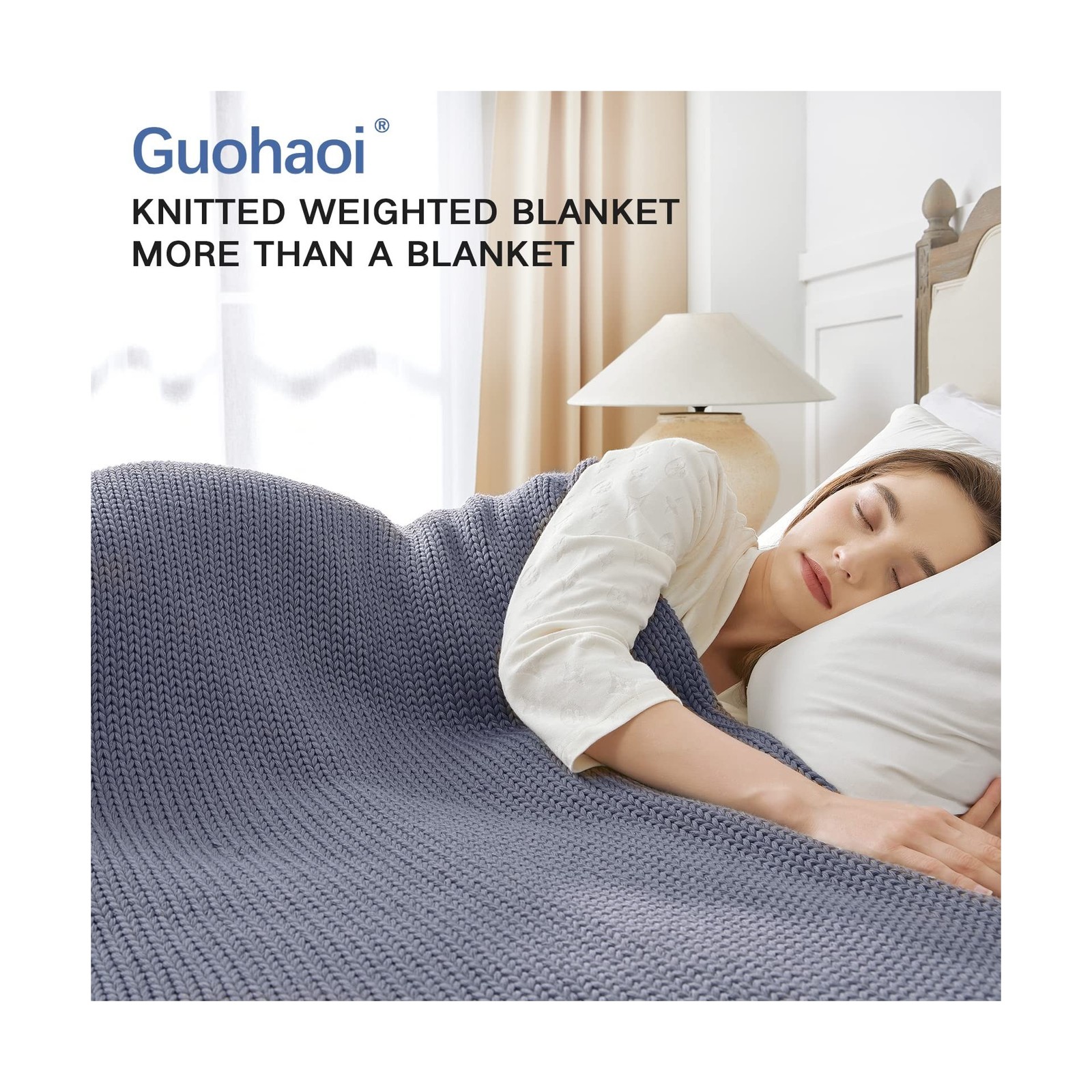 Guohaoi Knitted Weighted Blanket for Adults (Light Grey 60"x80"… USA FAST SHIP