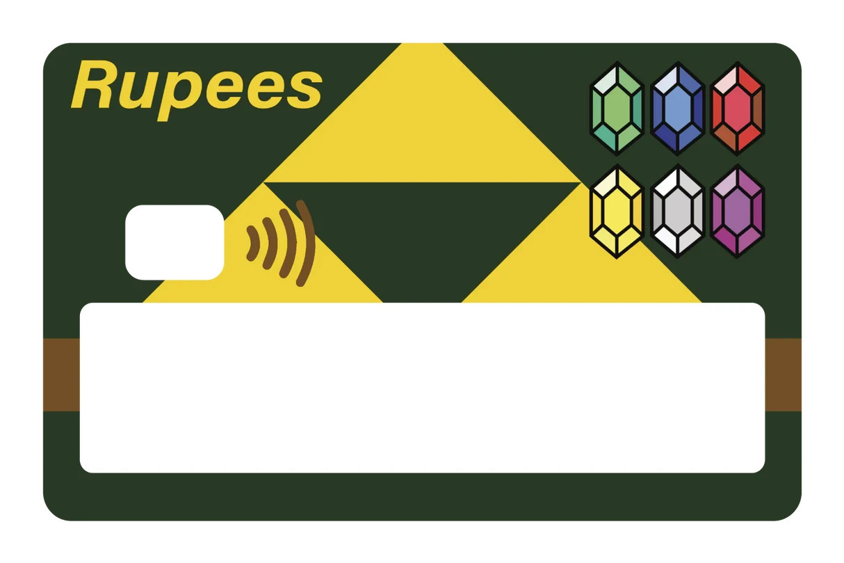 Rupees Card Skin 4 Pack Legend of Zelda Currency Gem Gamer Decal Sticker