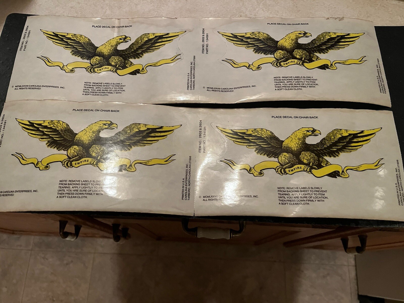 Vintage furniture Empire Eagle Decal Sticker PN 134591 Item Lot of 8