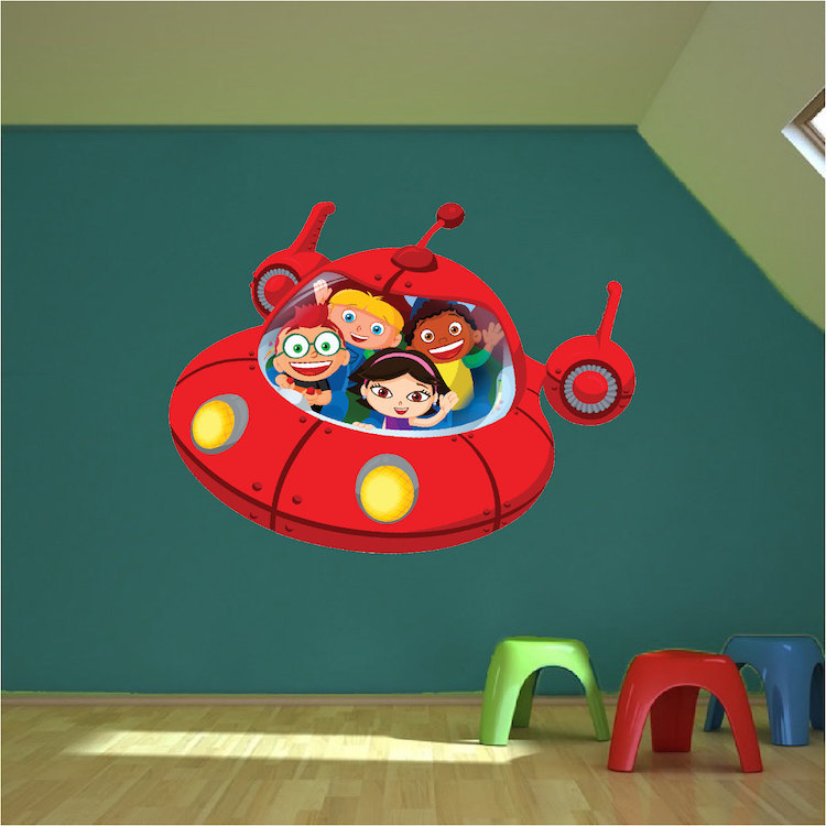 Little Einstein Wall Decal Red Spaceship Kids Bedroom Peel Stick Sticker, n92