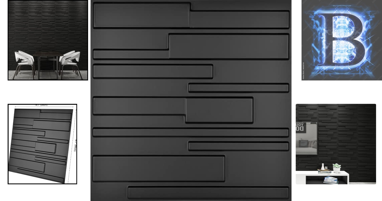 Transform Your Space with 12 Carbon Black 3D Wall Panels, 19.7 x 19.7 Inches
