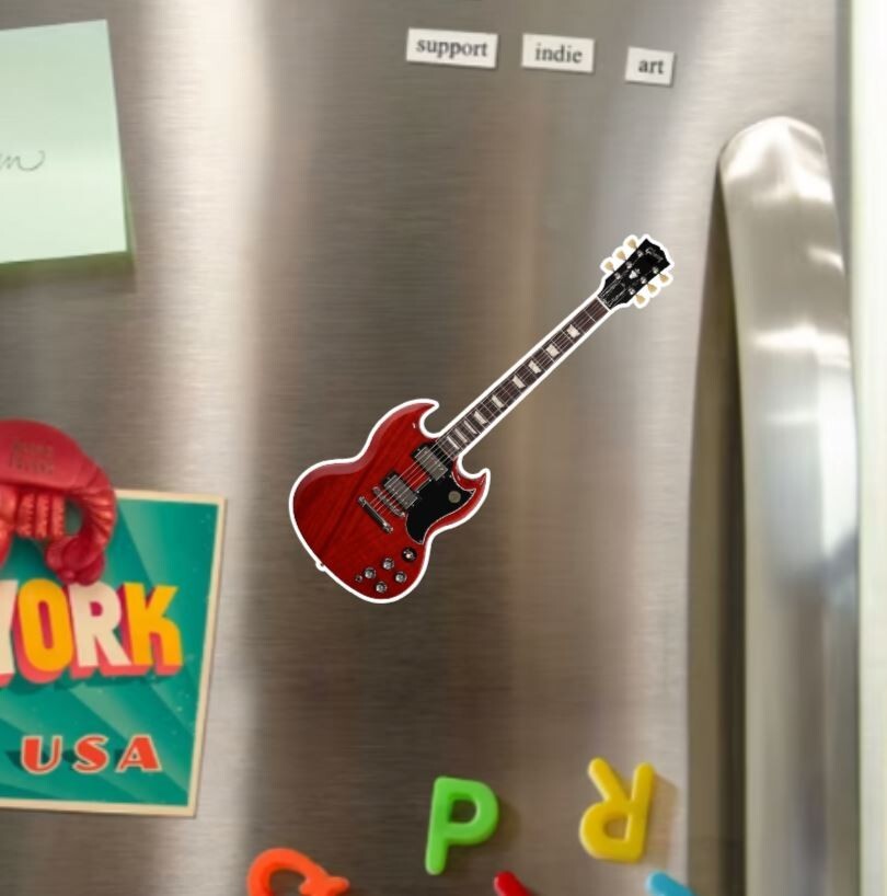 1961 SG Guitar Die Cut Glossy Vinyl Sticker