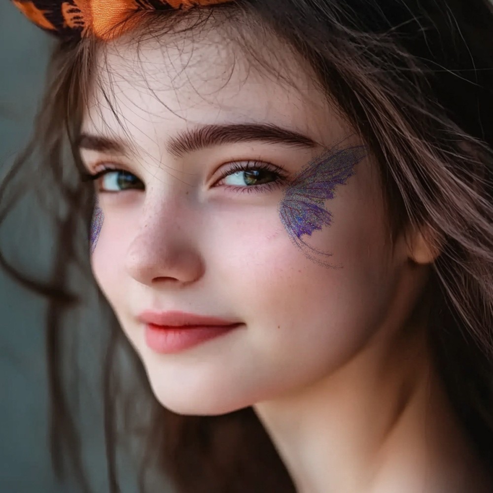 One Butterfly Face Sticker Featuring a Bright Purple And Blue Floral Pattern,1pc