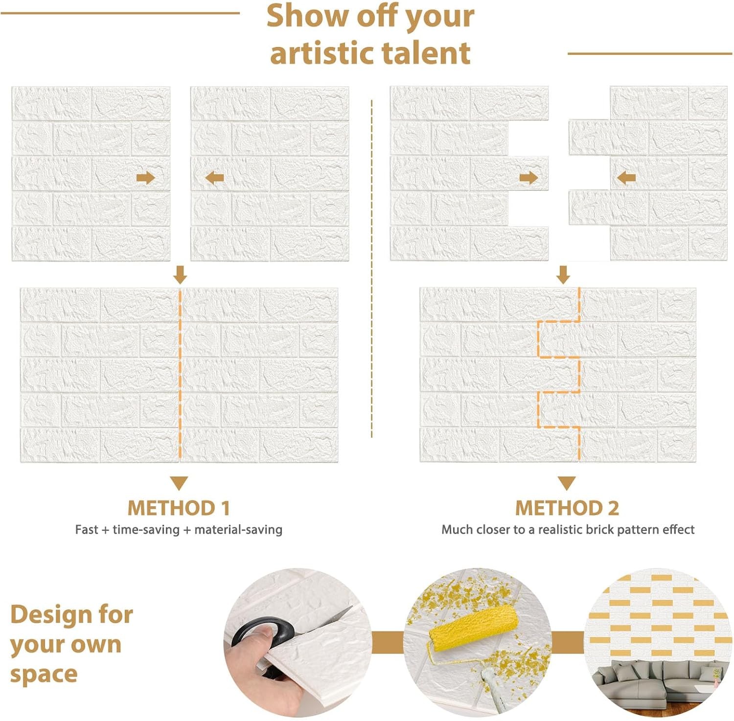 30 PCS 3D Wall Panels Peel & Stick PE Foam DIY Self Adhesive Waterproof Perfect