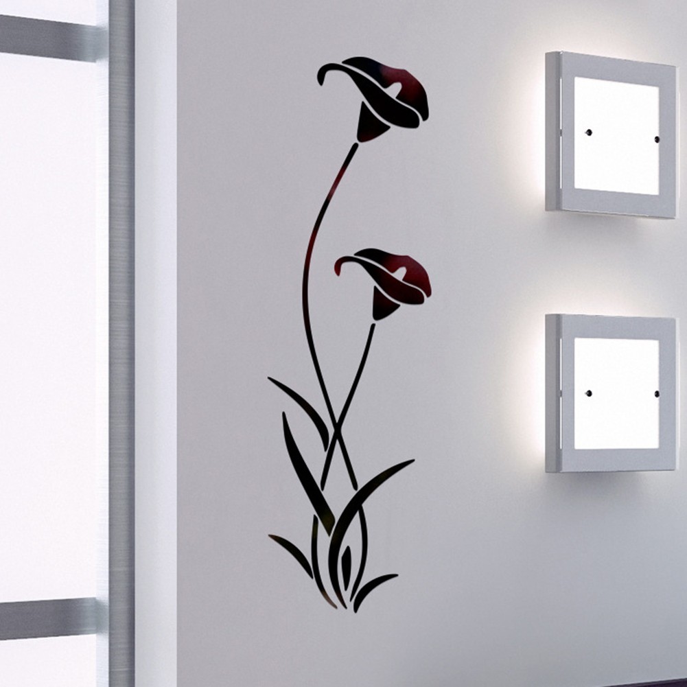 3D Mirror Flower Art Removable Wall Sticker Acrylic Room Fashion Home Decoration