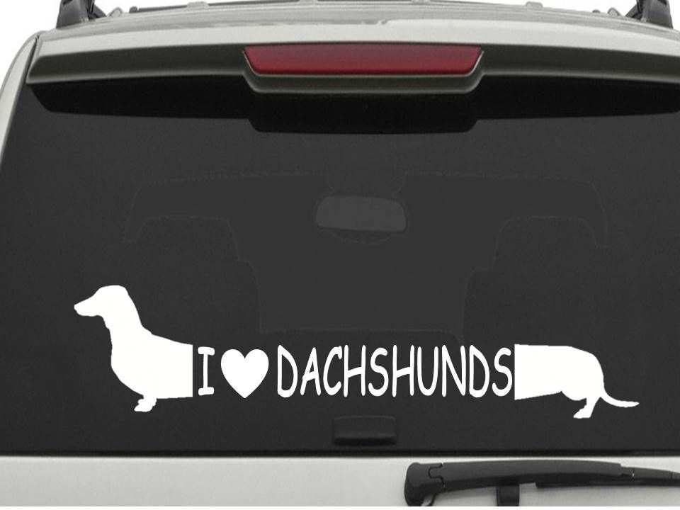 I LOVE DACHSHUNDS 24" Sticker Decal FREE SHIPPING Car Truck HEART CW2244
