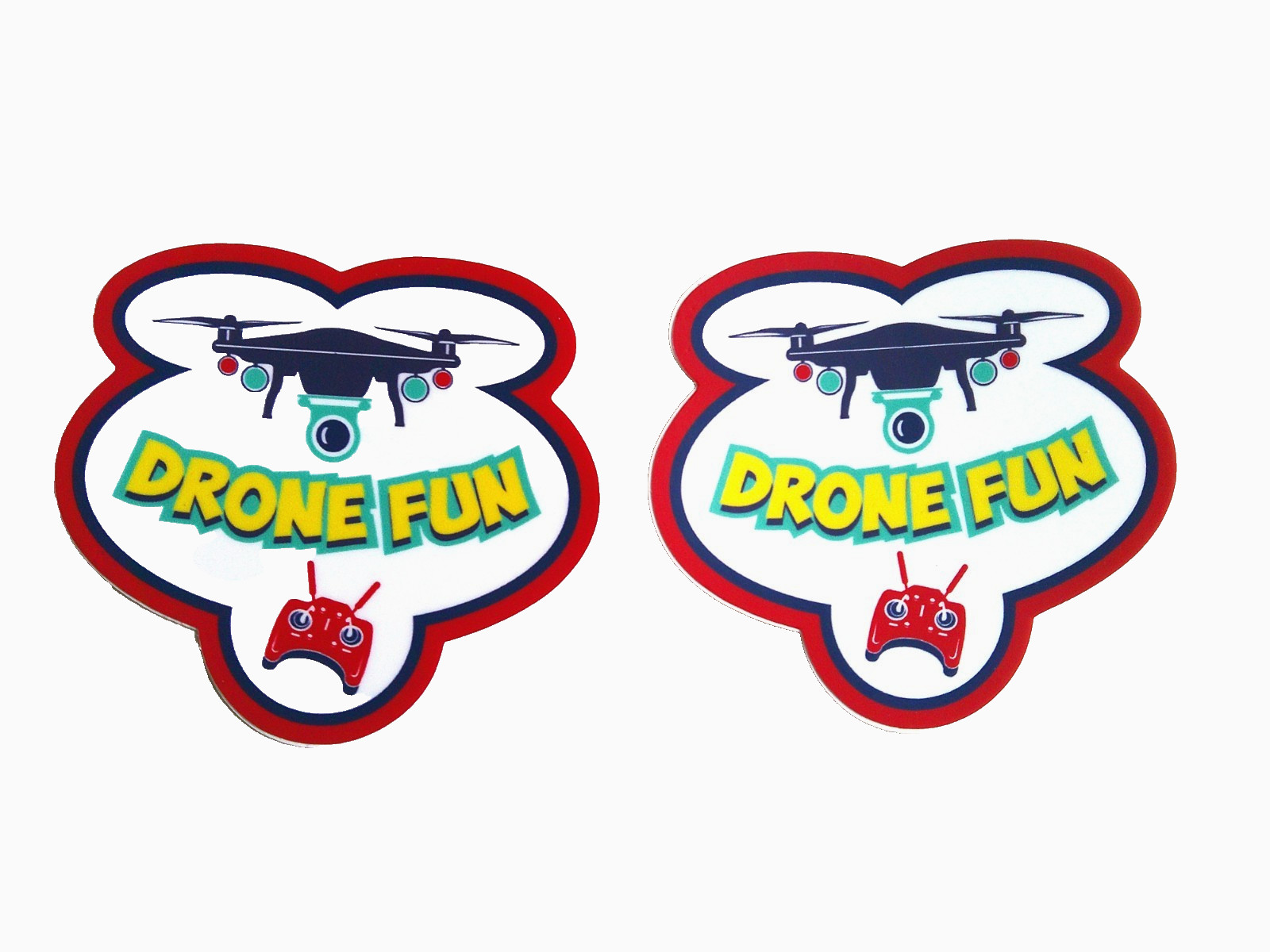 6 Fun Drone Stickers Die Cut 3" Vinyl 2 of each Design Self Adhesive