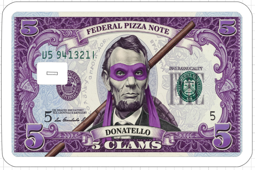 Teenage Mutant Ninja Turtles Credit Debit ATM Card Skin Sticker TMNT 5 Bill USA