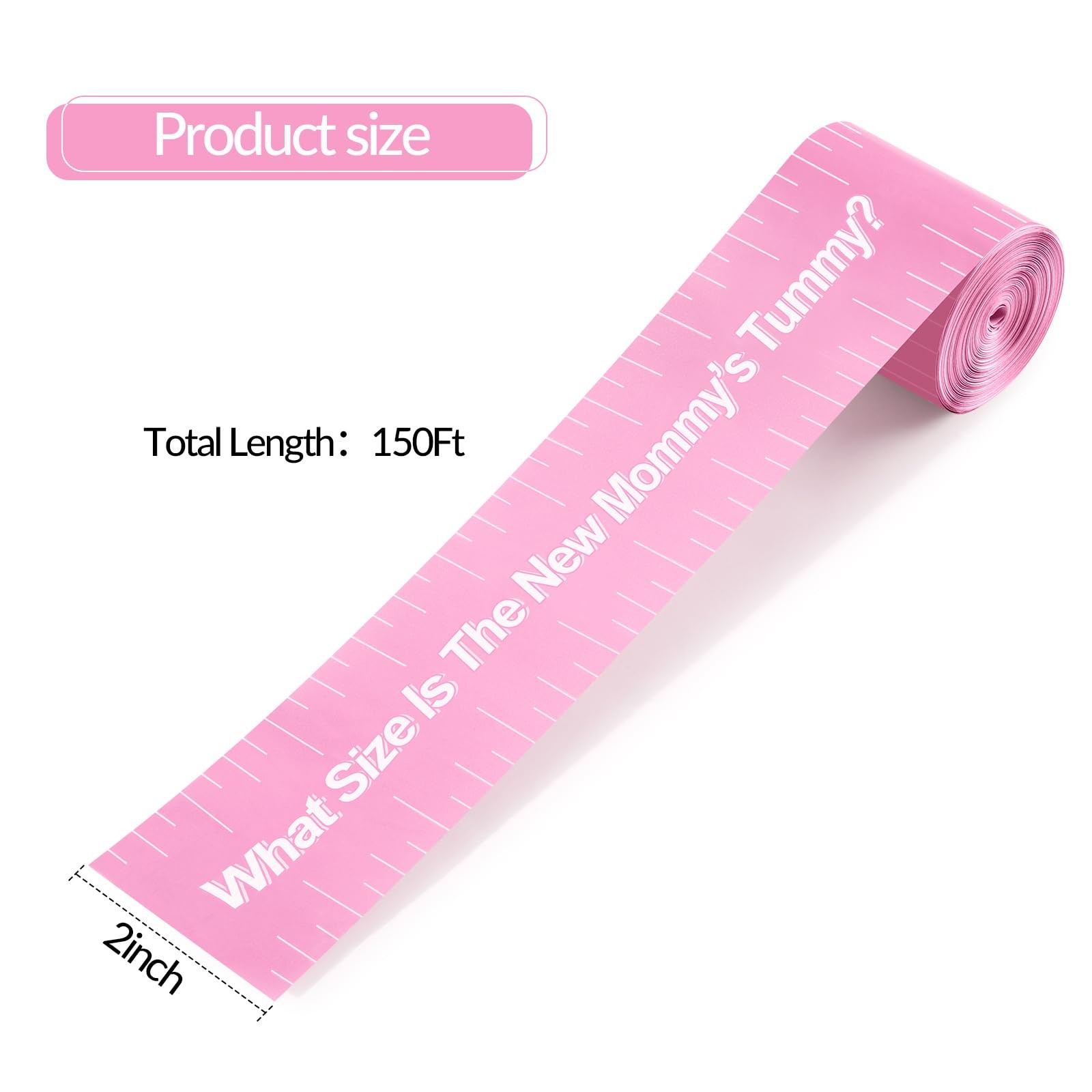 2 Rolls 2 Inch x 150 Feet Baby Shower Measuring Tape Tummy Measure Game
